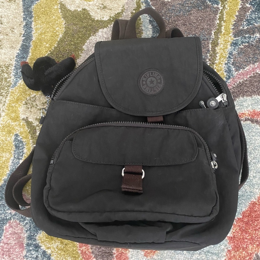 Mini Kipling Black Backpack with Durable Fabric and Classic Design